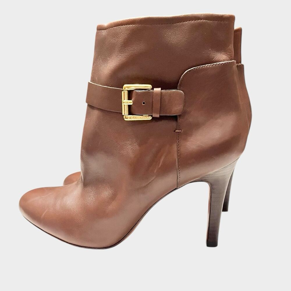 NWOT COACH Mason Brown Leather Ankle Boots Size 9.5 Stiletto Buckle - Picture 4 of 11